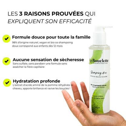 Shampoing - Nettoie et revitalise les boucles